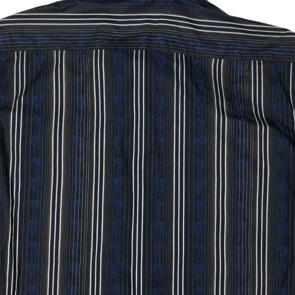 Robert Graham Blue Striped Flip Cuff Long Sleeve Dress Shirt - Picture 7 of 9